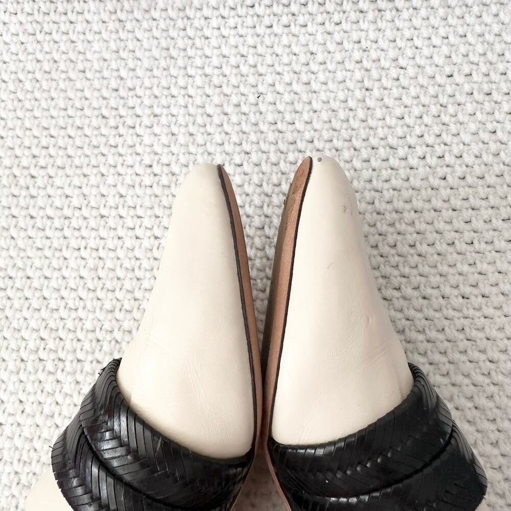 AD & Daughter Ivory Black Woven Band Corya Keeper Low Black Heel Loafer 6.5 - Picture 5 of 12